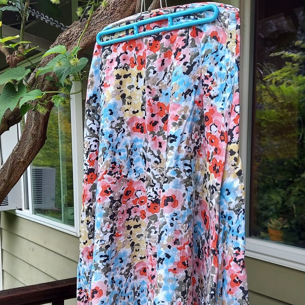 Flared Multi-Colored Flowered Skirt